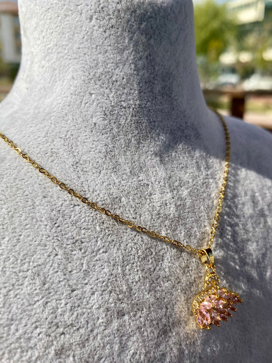 Çelik Pembe Kuğu Kolye