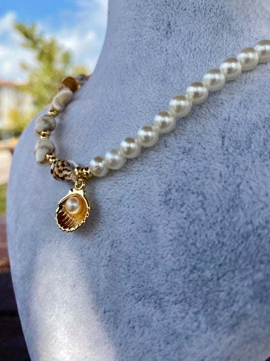 Deniz Kabuğu İstiridye İnci Kolye