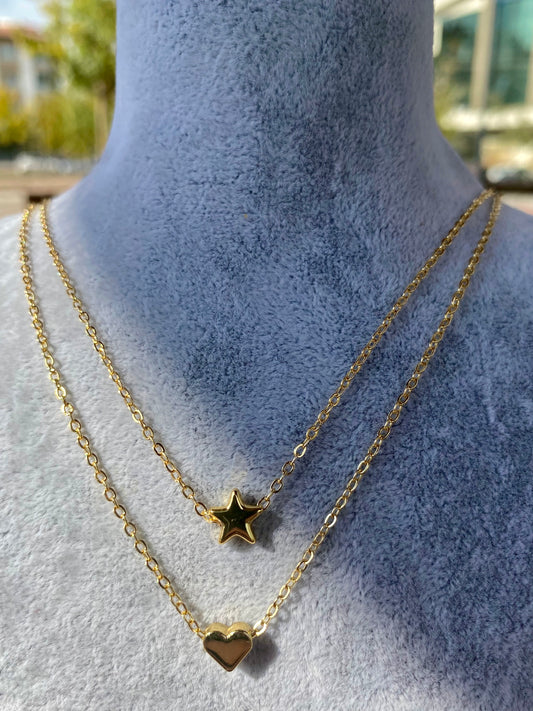 İkili Kalp Yıldız Kolye
