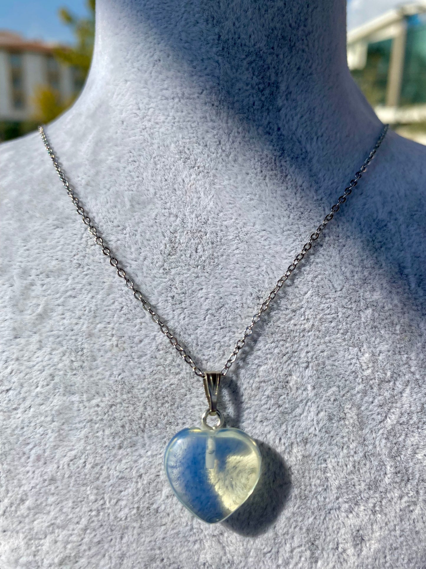 Çelik Ay Taşı Kolye